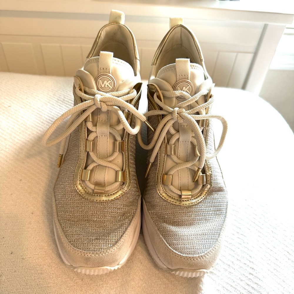 Michael Kors Lolly Glitter Wedge Heel Sneaker Trainers size 10